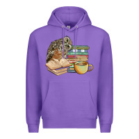 Purple owl and books Premium Hoodie - BarkalooDesign