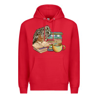 Red owl and books Premium Hoodie - BarkalooDesign