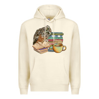 Sandshell owl and books Premium Hoodie - BarkalooDesign