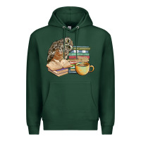 Sports Green owl and books Premium Hoodie - BarkalooDesign