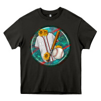Asphalt baseball with sunflower round earrings Heavy Core Tee - BundleAndBundleShop