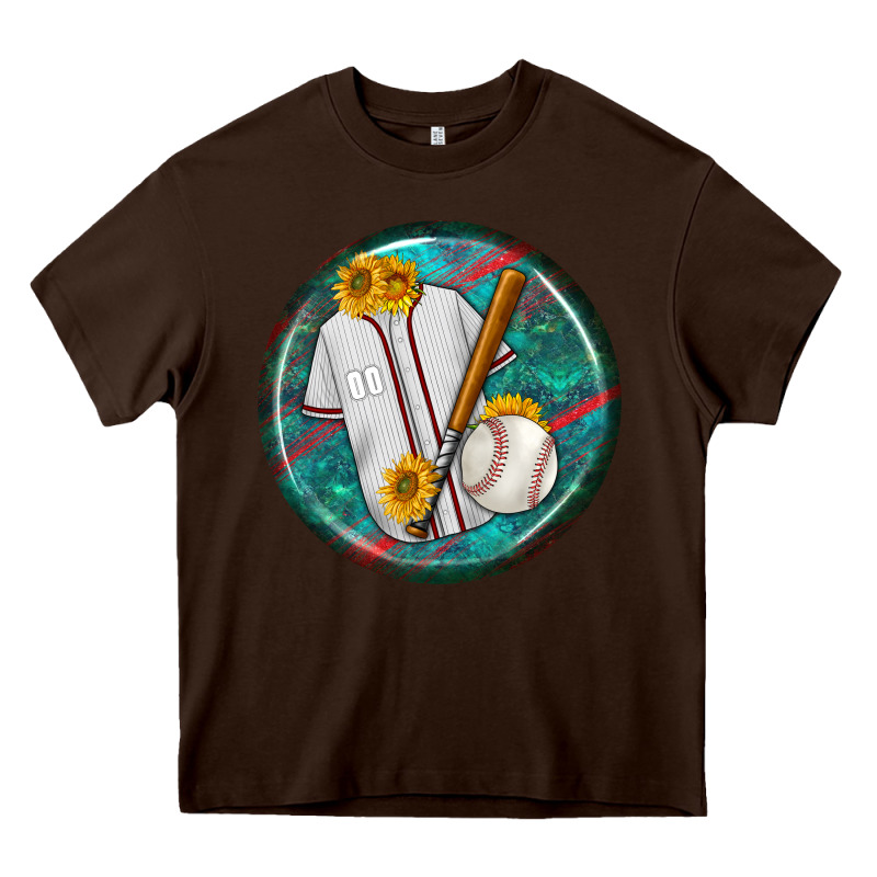 Baseball With Sunflower Round Earrings Heavy Core Tee by BundleAndBundleShop | Teevron