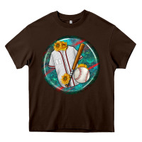 Chocolate Brown baseball with sunflower round earrings Heavy Core Tee - BundleAndBundleShop