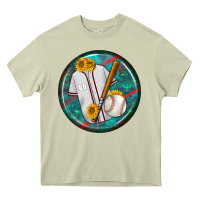 Mossy baseball with sunflower round earrings Heavy Core Tee - BundleAndBundleShop