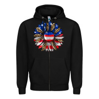 Black american flag leopard Zipper Hoodie - RanaPortraitStore