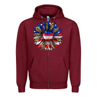 Burgundy american flag leopard Zipper Hoodie - RanaPortraitStore