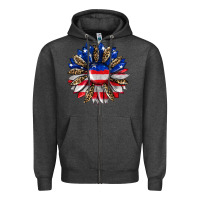 Charcoal Heather american flag leopard Zipper Hoodie - RanaPortraitStore