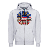 Heather Grey american flag leopard Zipper Hoodie - RanaPortraitStore