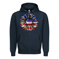 Navy american flag leopard Zipper Hoodie - RanaPortraitStore