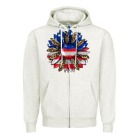 Oatmeal Heather american flag leopard Zipper Hoodie - RanaPortraitStore