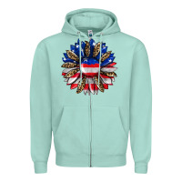 Seafoam american flag leopard Zipper Hoodie - RanaPortraitStore