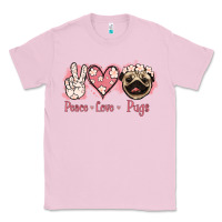 Bubblegum Pink Peace Love Pugs Classic Tee - Jasminsmagicworld