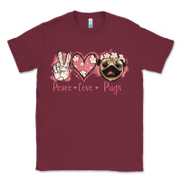 Burgundy Peace Love Pugs Classic Tee - Jasminsmagicworld