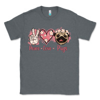 Charcoal Heather Peace Love Pugs Classic Tee - Jasminsmagicworld