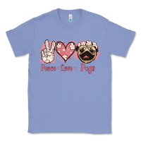 Colony Blue Peace Love Pugs Classic Tee - Jasminsmagicworld