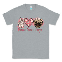 Heather Grey Peace Love Pugs Classic Tee - Jasminsmagicworld