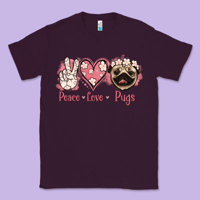Peace Love Pugs Classic Tee Designed By Jasminsmagicworld