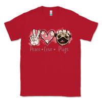 Red Peace Love Pugs Classic Tee - Jasminsmagicworld