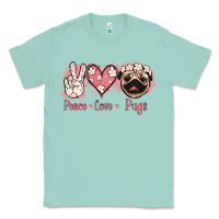 Seafoam Peace Love Pugs Classic Tee - Jasminsmagicworld