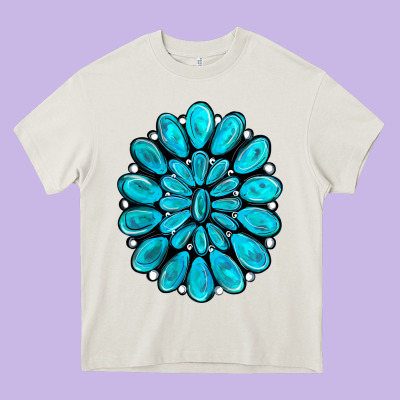 Turquoise Gemstone Jewelny Heavy Core Tee Designed By Ranaportraitstore