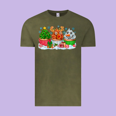 Festive Christmas Cupcakes Vintage Tee Designed By Cowhidedigitalart