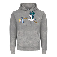 Cloud Rock stork with baby boy Vintage Hoodie - BarkalooDesign