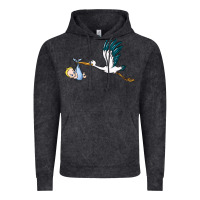 Vintage Black stork with baby boy Vintage Hoodie - BarkalooDesign