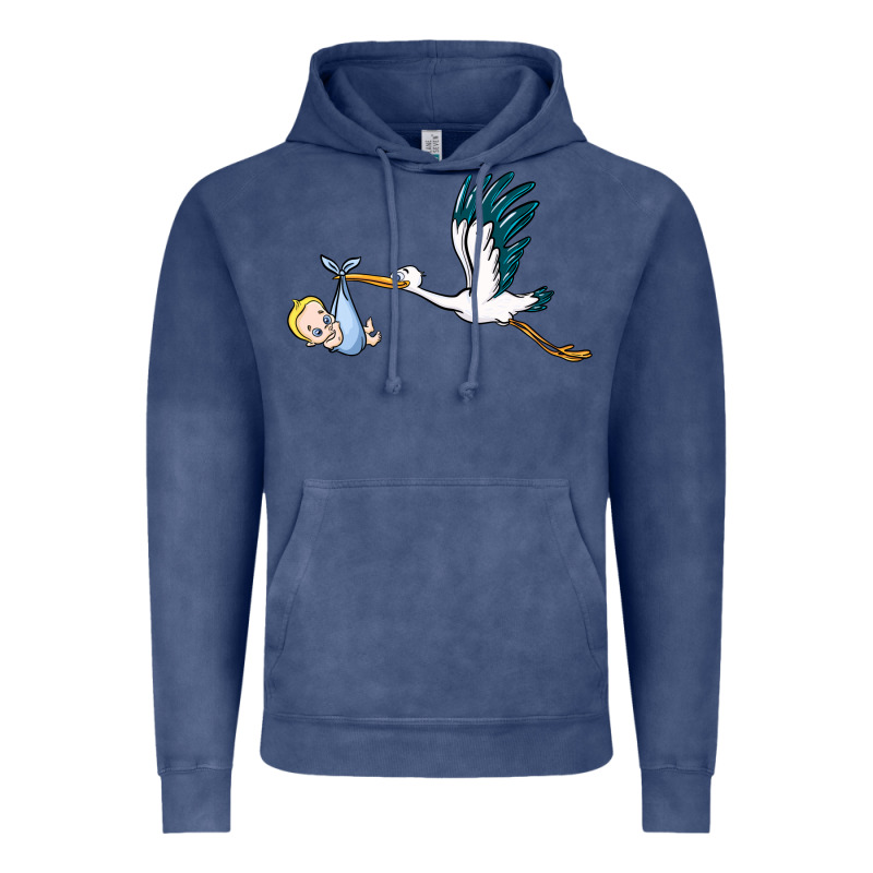 Stork With Baby Boy Vintage Hoodie by BarkalooDesign | Teevron