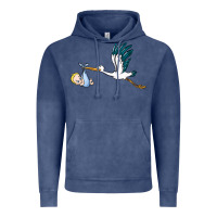 Vintage Denim stork with baby boy Vintage Hoodie - BarkalooDesign