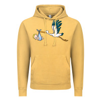 Vintage Mustard stork with baby boy Vintage Hoodie - BarkalooDesign