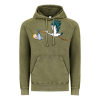 Vintage Olive stork with baby boy Vintage Hoodie - BarkalooDesign