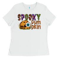 White spooky pumpkin Ladies Tee - SublimationCraftShop