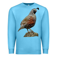 Ocean Blue California Quail Bird Premium Sweatshirt - RanaPortraitStore