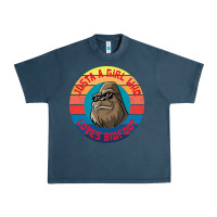 Midnight Navy Retro Sunset Just A Girl Who Loves Bigfoot Urban Heavy Tee - artisFamous