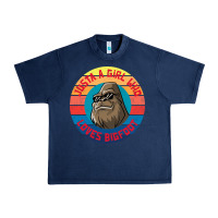 Navy Retro Sunset Just A Girl Who Loves Bigfoot Urban Heavy Tee - artisFamous