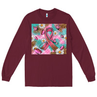 Burgundy Breast Cancer Ribbon Stethoscope Long Sleeve Tee - Artiststas