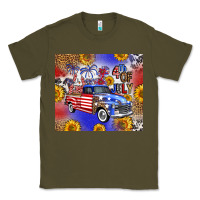 Army Green Fourth Of July Sunflowers Truck Classic Tee - FaDigitalArtStudio
