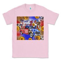 Bubblegum Pink Fourth Of July Sunflowers Truck Classic Tee - FaDigitalArtStudio