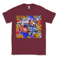 Burgundy Fourth Of July Sunflowers Truck Classic Tee - FaDigitalArtStudio