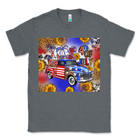 Charcoal Heather Fourth Of July Sunflowers Truck Classic Tee - FaDigitalArtStudio