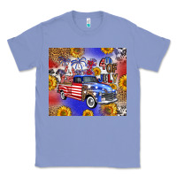 Colony Blue Fourth Of July Sunflowers Truck Classic Tee - FaDigitalArtStudio