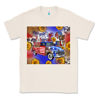 Natural Fourth Of July Sunflowers Truck Classic Tee - FaDigitalArtStudio