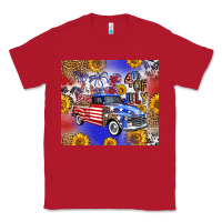 Red Fourth Of July Sunflowers Truck Classic Tee - FaDigitalArtStudio