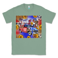 Sage Fourth Of July Sunflowers Truck Classic Tee - FaDigitalArtStudio