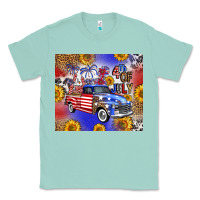 Seafoam Fourth Of July Sunflowers Truck Classic Tee - FaDigitalArtStudio