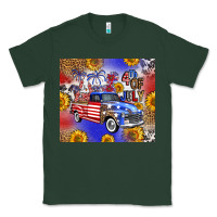 Sports Green Fourth Of July Sunflowers Truck Classic Tee - FaDigitalArtStudio