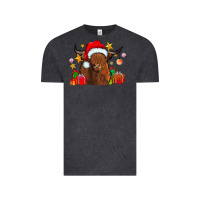 Vintage Black festive highland cow Vintage Tee - CowhideDigitalArt