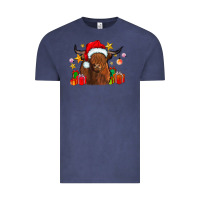 Vintage Denim festive highland cow Vintage Tee - CowhideDigitalArt