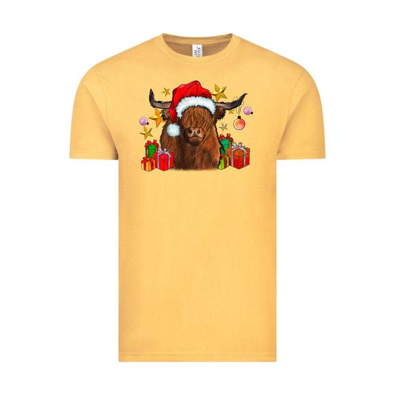 Festive Highland Cow Vintage Tee by CowhideDigitalArt | Teevron