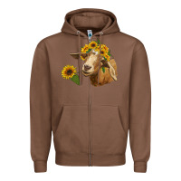 Chestnut goat with sunflower Zipper Hoodie - RanaPortraitStore